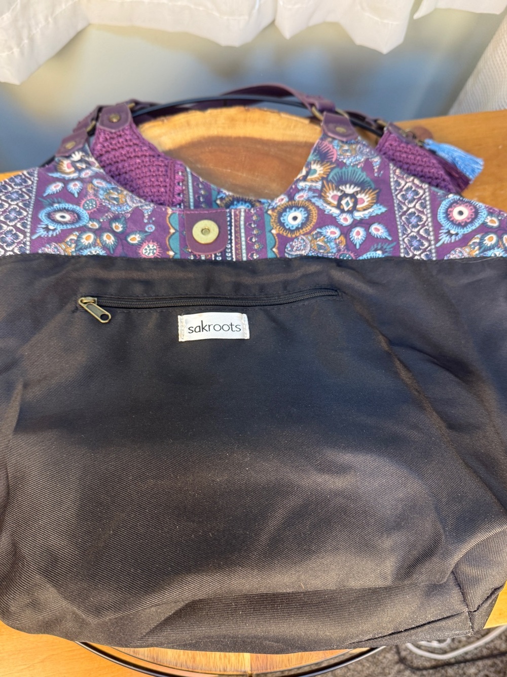 Sakroots Roma Large Crochet Violet Purple Floral Shopper Tote Bag EUC - Picture 12 of 12